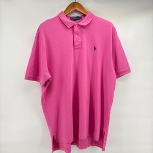 Polo Ralph Lauren Mens XL Pink Short Sleeve Cotton Pique Polo Shirt Classic Fit